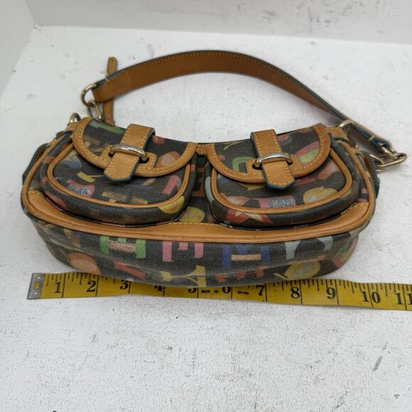 Dooney & Bourke It Bag Y2K Multicolor Logo Canvas Baguette Shoulder Bag Doodle - Picture 9 of 13